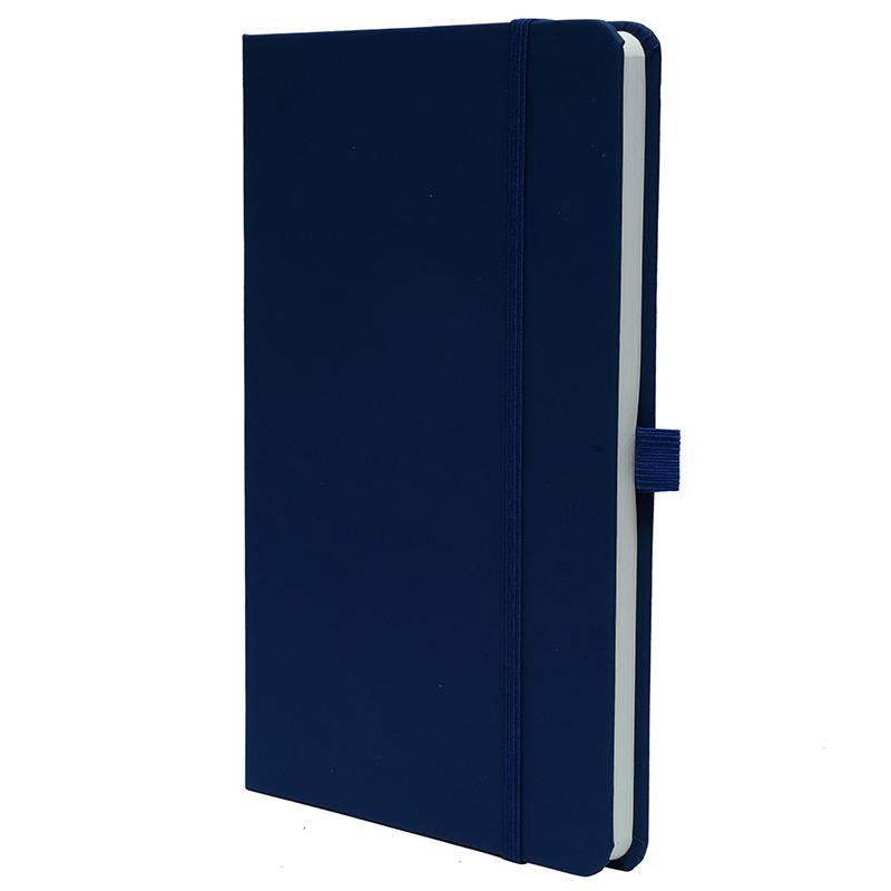 Navy Blue - Pu Leather Note Book With Elastic Band & Pen Holder